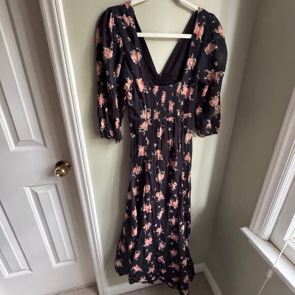 Free People Sea Glass Midi Dress Sweetheart Neckline Handkerchief Hem Boho - Picture 5 of 11